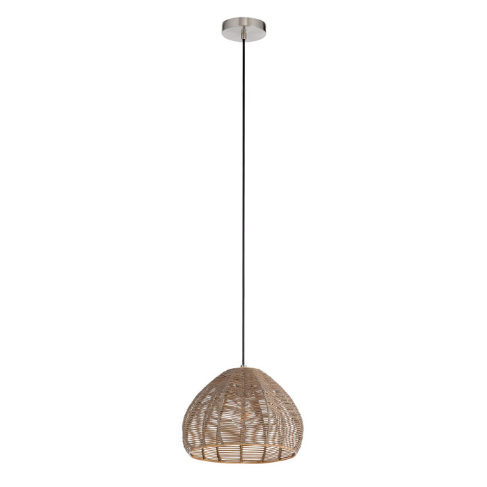 12.75" 1-Light Gloriana Pendant Light Rattan Brown-Off