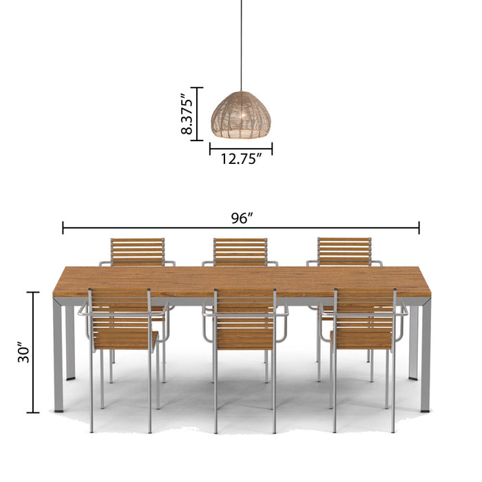 12.75" 1-Light Gloriana Pendant Light Rattan Brown