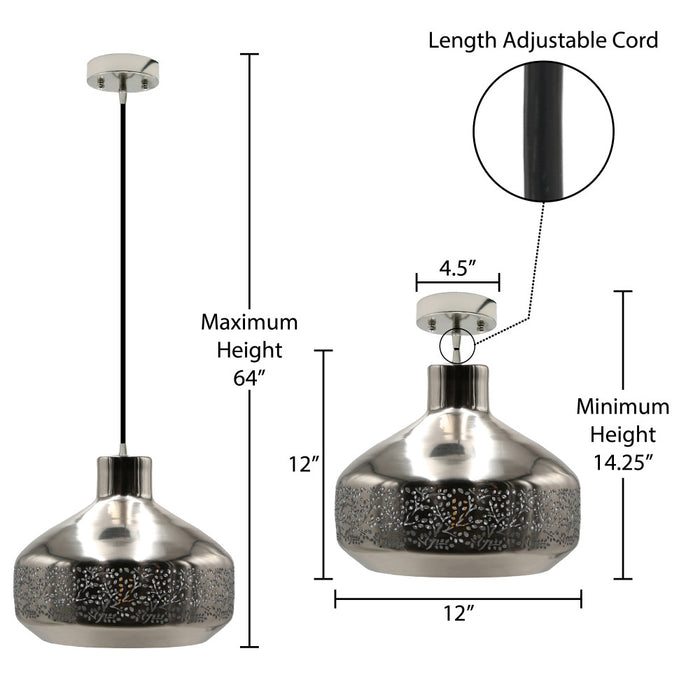 12"H Chapel Hill Teardrop 1-Light Metal Pendant