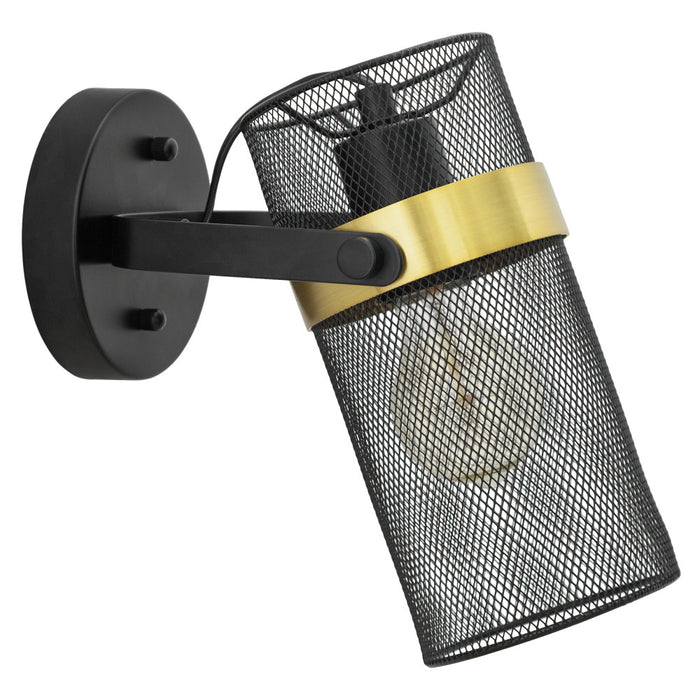 12"H Geo Black Painted Metal Mesh Drum Shade Wall Sconce-Off