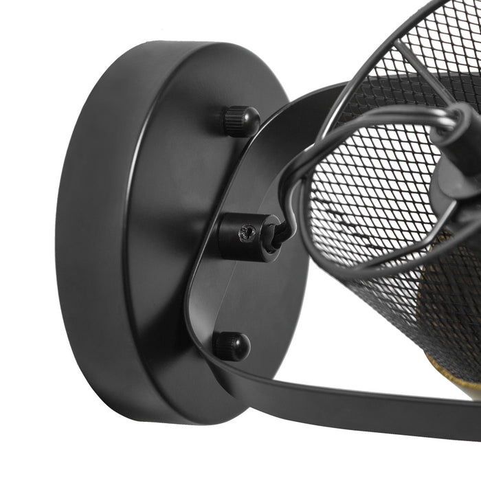 12"H Geo Black Painted Metal Mesh Drum Shade Wall Sconce