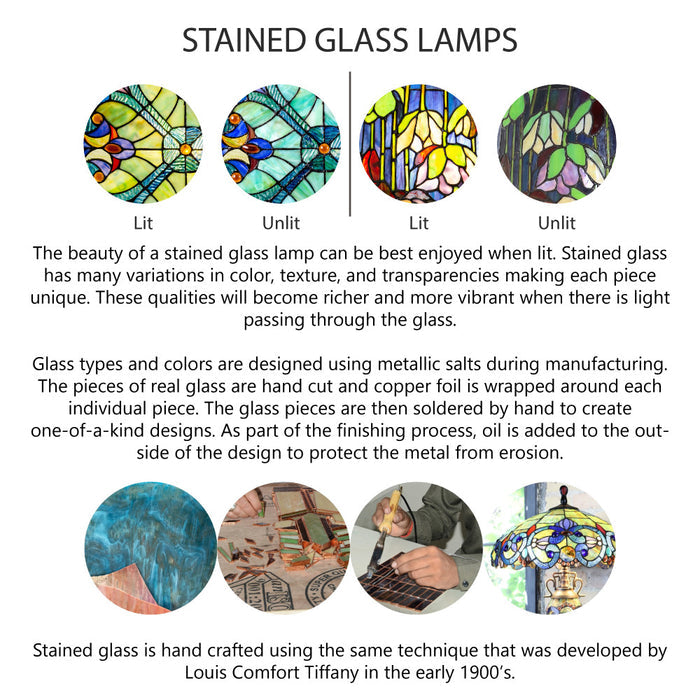 12"H Stained Glass Sunflower Blossoms Accent Table Lamp