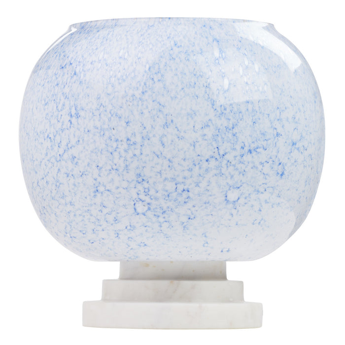 13" H Nautical White/Blue Globe Shade Stacked Base Accent Lamp-Off