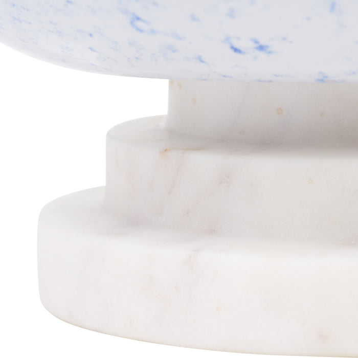 13" H Nautical White/Blue Globe Shade Stacked Base Accent Lamp