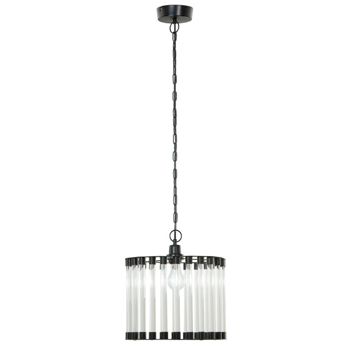 13" W Trudie Clear and Black Glass and Metal Pendant Light-On