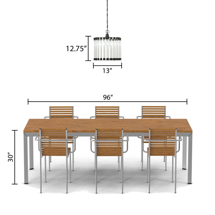 13" W Trudie Clear and Black Glass and Metal Pendant Light
