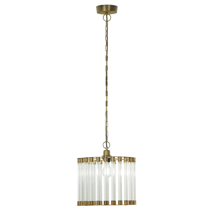 13" W Trudie Clear and Gold Glass and Metal Pendant Light-On