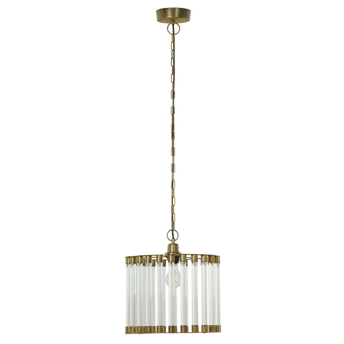 13" W Trudie Clear and Gold Glass and Metal Pendant Light-Off