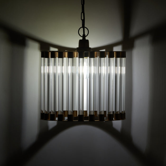 13" W Trudie Clear Glass and Gold Metal Pendant Light