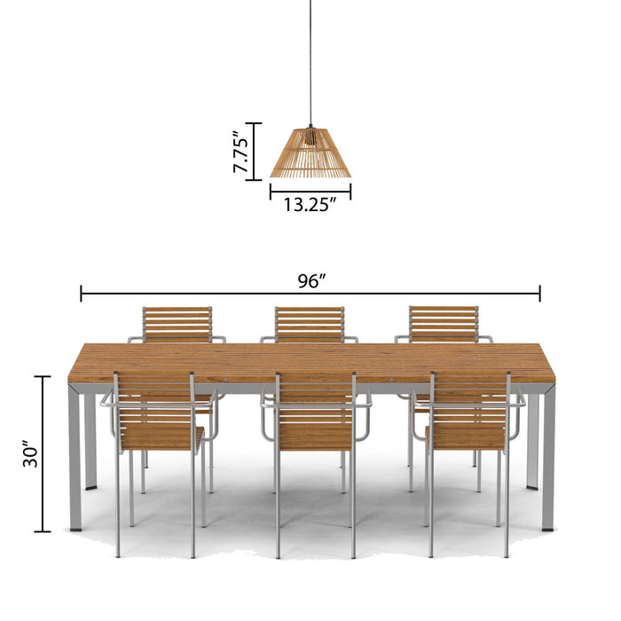 13.25"W Judith Metal Pendant Light with Tan Rattan Shade