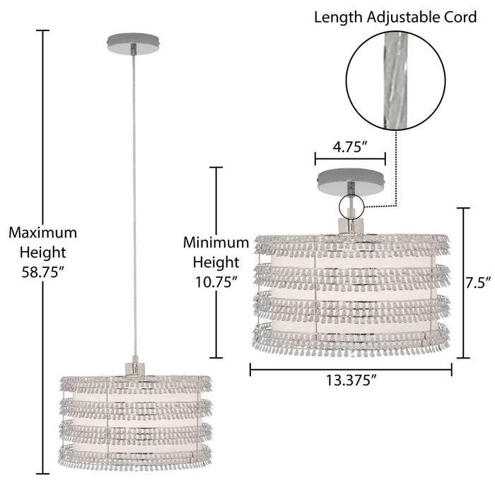 13.375"W Quentin Drum Shade with Charms Pendant Light