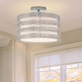13.375"W Quentin Silver Drum Shade w/ Charms Ceiling Light in a room with a window
