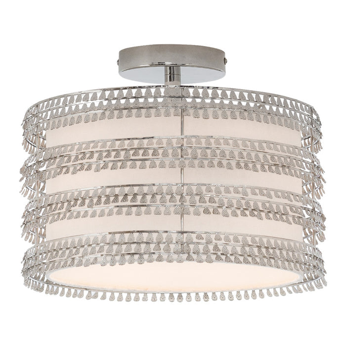 13.375"W Quentin Silver Drum Shade w/ Charms Ceiling Light-On