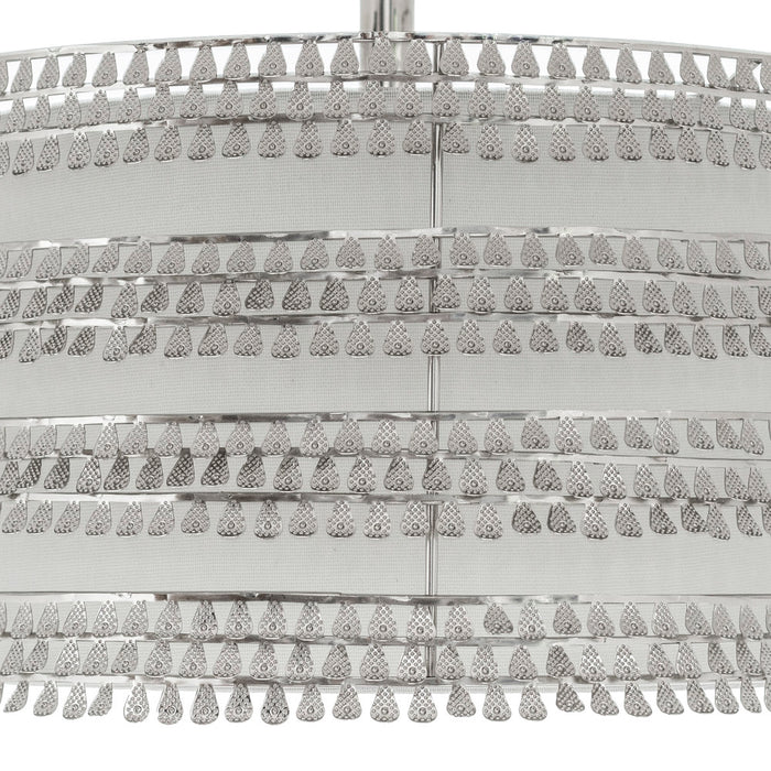 13.375"W Quentin Silver Drum Shade w/ Charms Ceiling Light. Shade closeup-Off