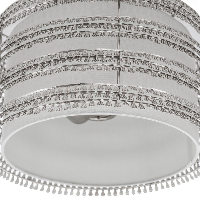 13.375"W Quentin Silver Drum Shade w/ Charms Ceiling Light. Shade closeup-Off