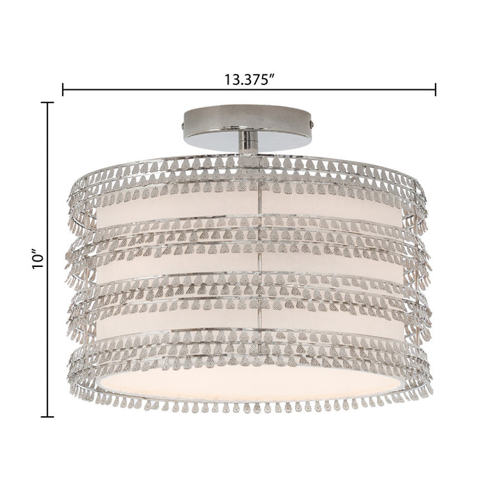 13.375"W Quentin Silver Drum Shade w/ Charms Ceiling Light
