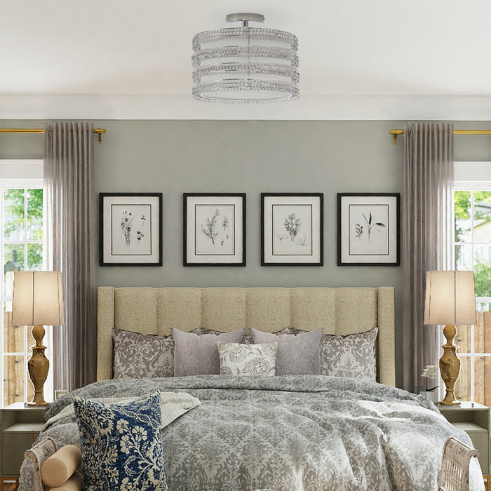 13.375"W Quentin Silver Drum Shade w/ Charms Ceiling Light