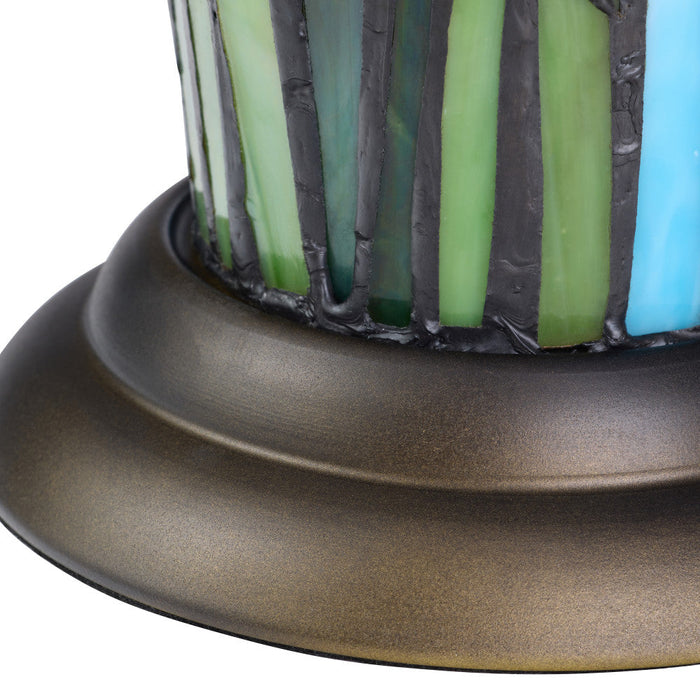 13.5" H Tiffany-Style Floral Vase Stained Glass Hurricane Table Lamp