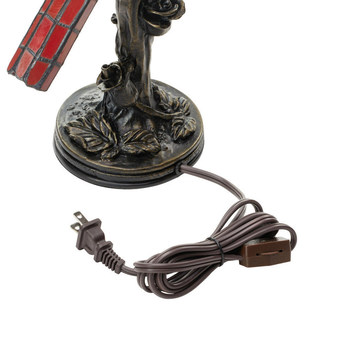 13.5"H Cardinal Stained Glass Bird Accent Lamp