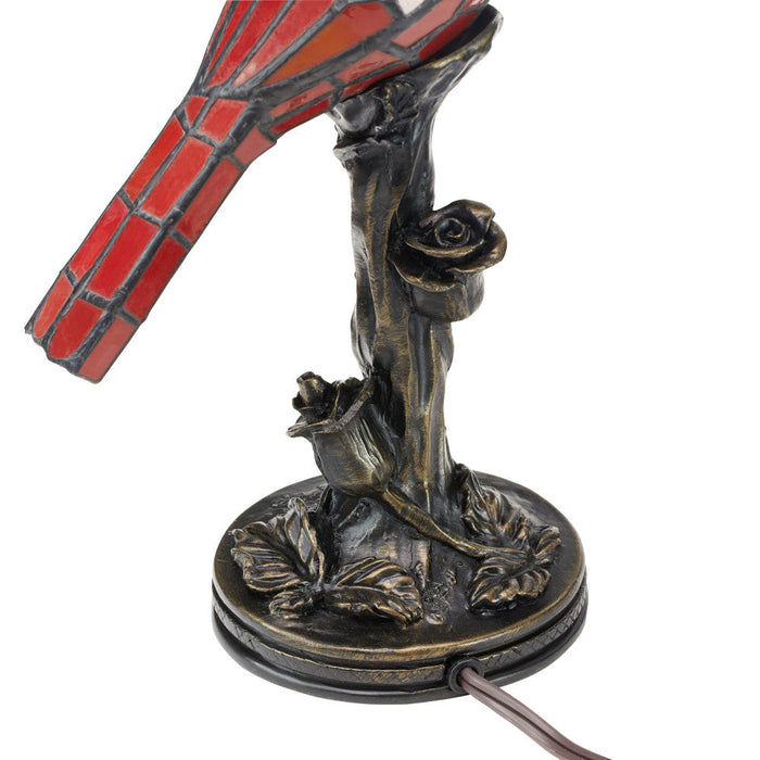 13.5"H Cardinal Stained Glass Bird Accent Lamp