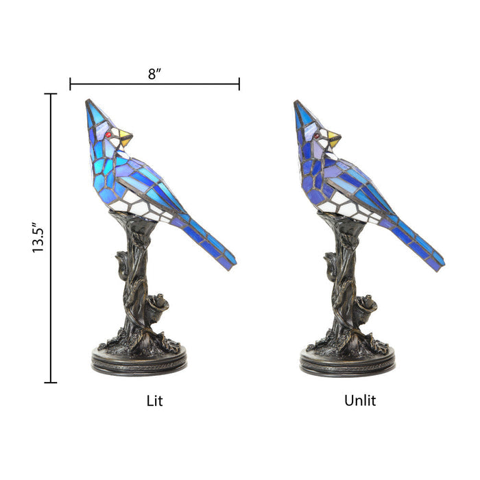 13.5"H Stained Glass Bird Accent Lamp