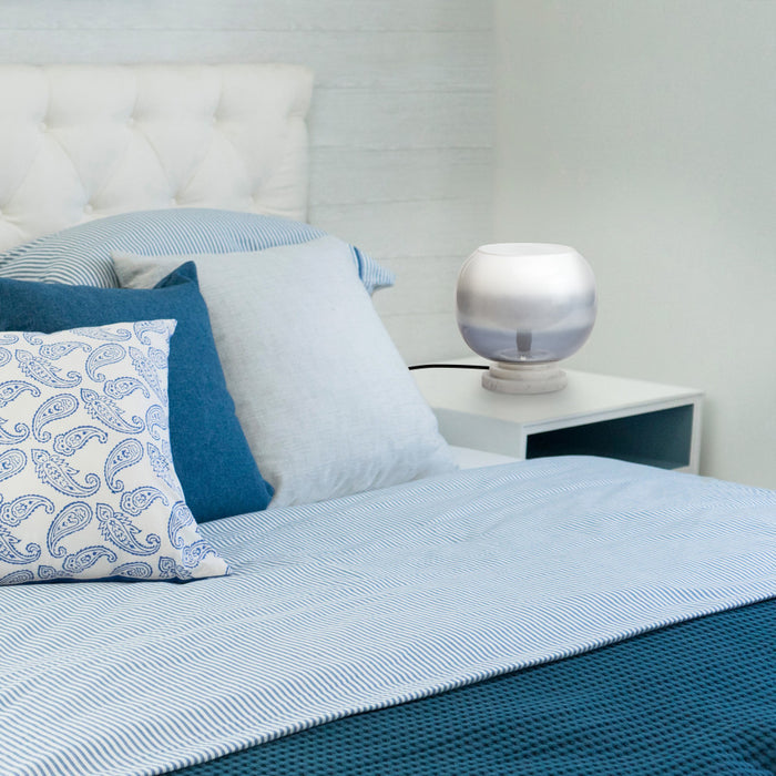 13"H Emily White and Blue Ombre Stacked Base Globe Shade Accent Lamp