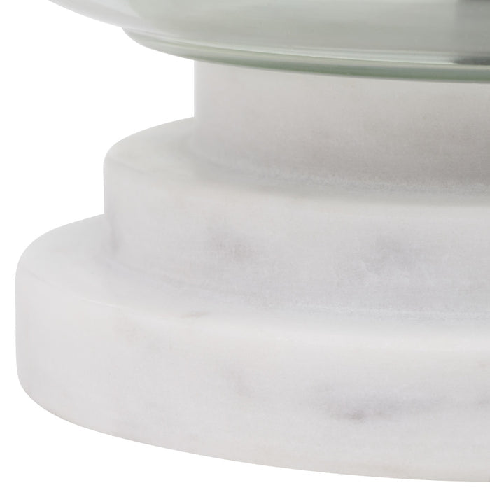 13"H Emily White and Green Ombre Stacked Base Globe Shade Accent Lamp