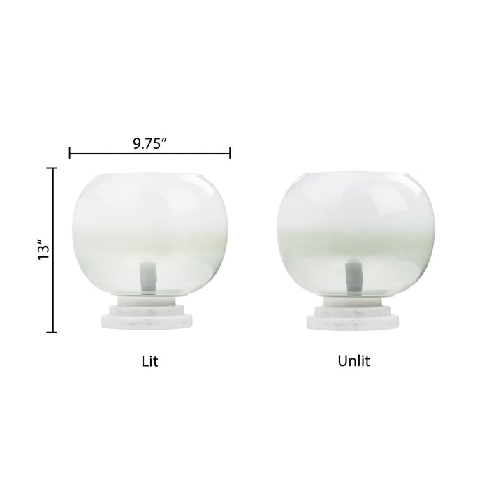 13"H Emily White and Green Ombre Stacked Base Globe Shade Accent Lamp