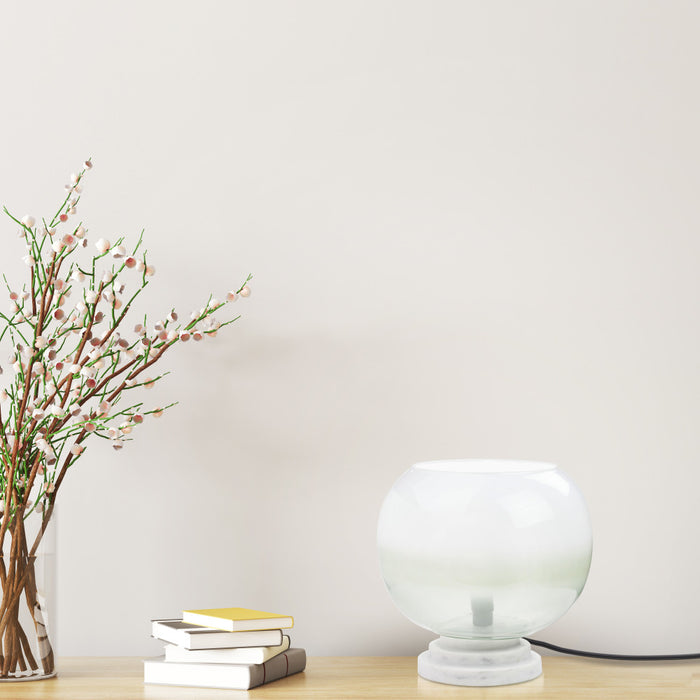 13"H Emily White and Green Ombre Stacked Base Globe Shade Accent Lamp