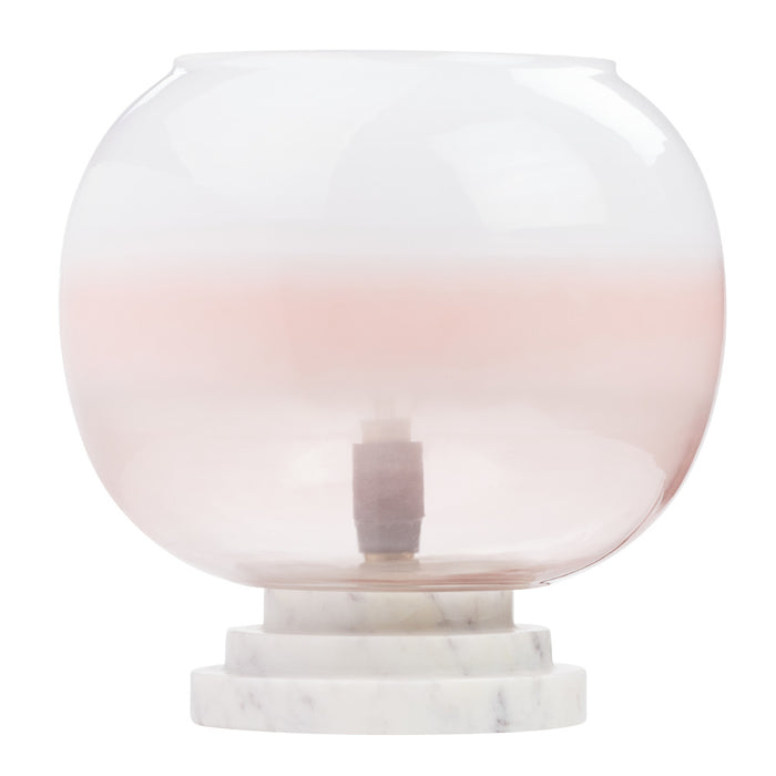 13' H Emily White and Pink Ombre Stacked Base Globe Shade Accent Lamp-Off