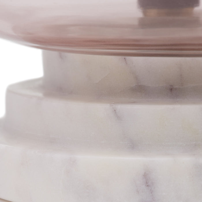 13"H Emily White and Pink Ombre Stacked Base Globe Shade Accent Lamp