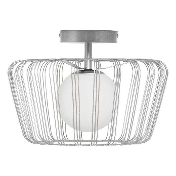 13"W Lucai Silver Caged Globe Shade Ceiling Light-Off