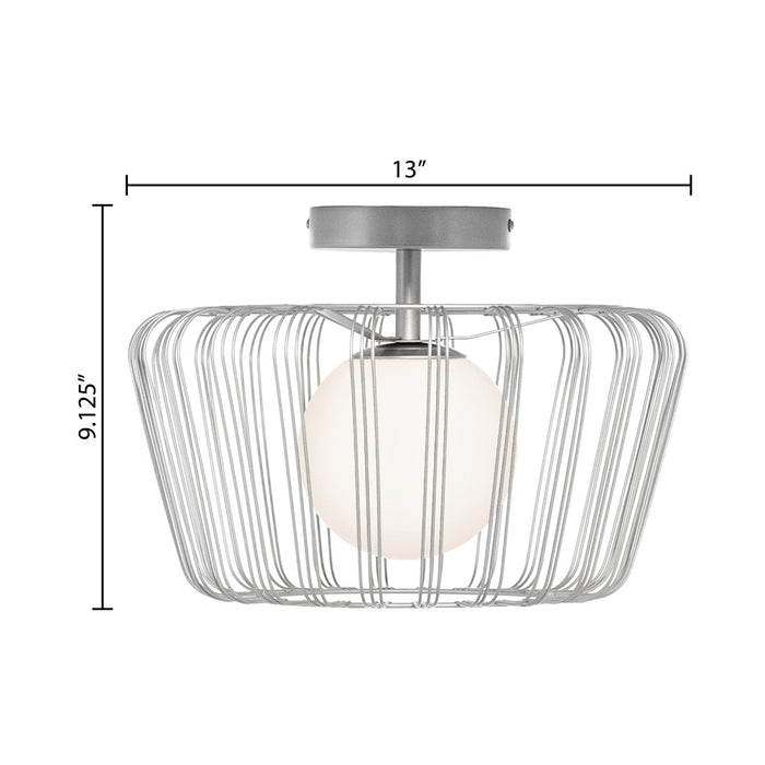 13"W Silver Lucai Caged Globe Shade Ceiling Light