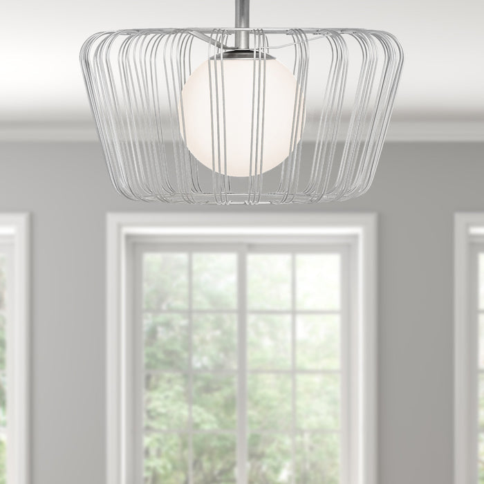 13"W Silver Lucai Caged Globe Shade Ceiling Light