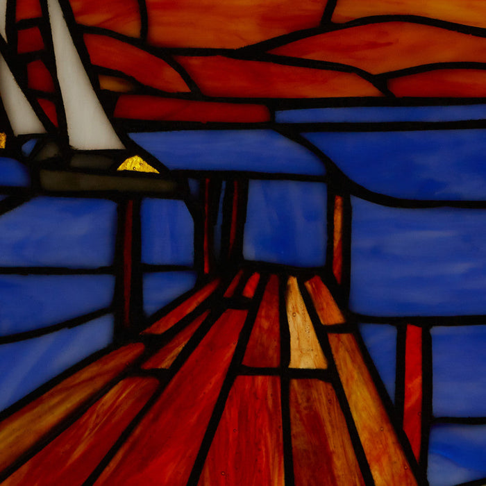 14" L Sailboat Stained Glass Window Panel