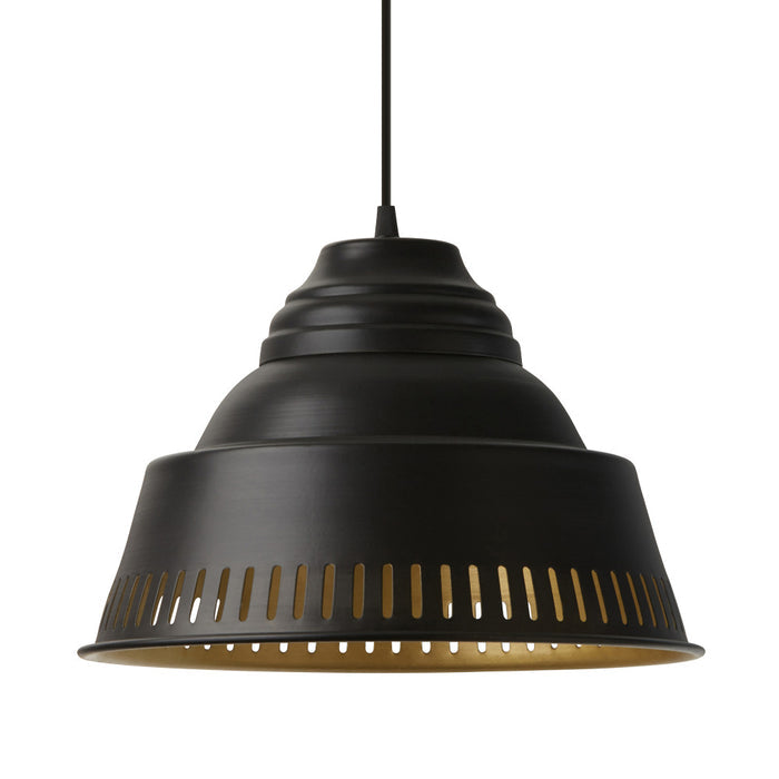 14" W 1-Light Aden Metal Pendant. Shade closeup-On