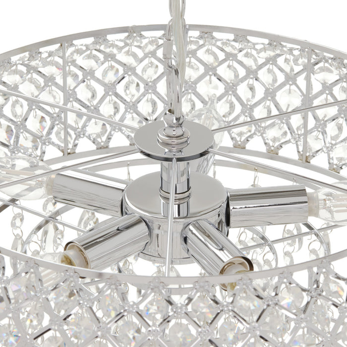 14.25"H Clear and Chrome Tiered Crystal Glass Plug-in and Hardwire Hanging Chandelier