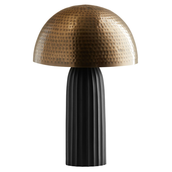 14.5" H Dieter Brass Dome Shade Cylinder Table Lamp-On