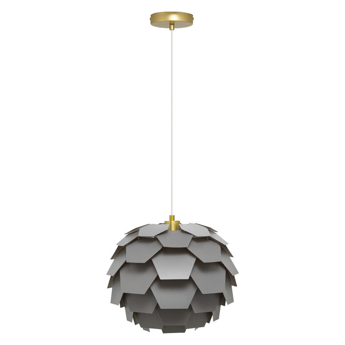 14.5"W Kendall Round Glam Pendant Light with Gold Canopy-Off