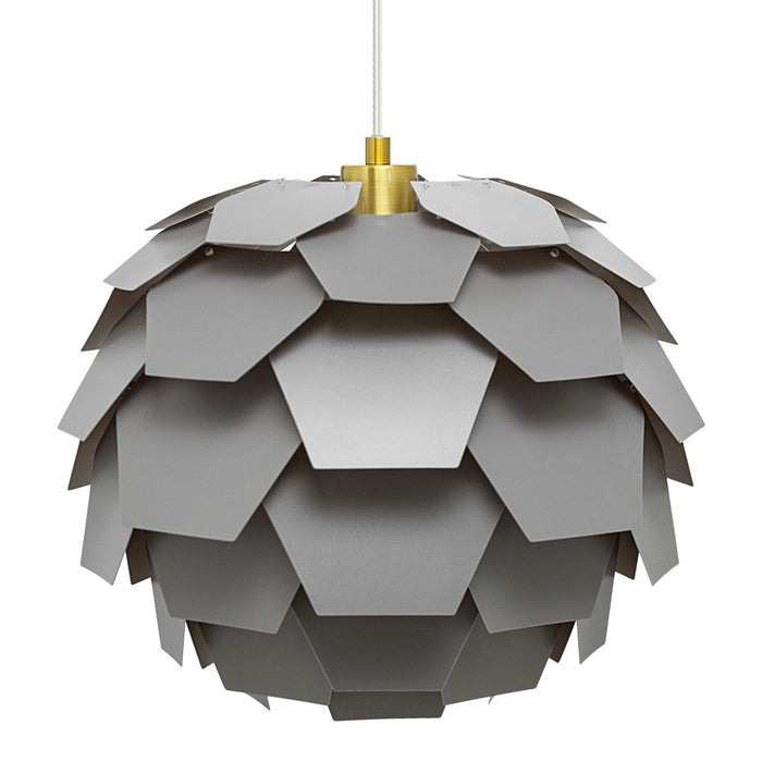 14.5"W Kendall Round Glam Pendant Light with Gold Canopy. Shade closeup-Off