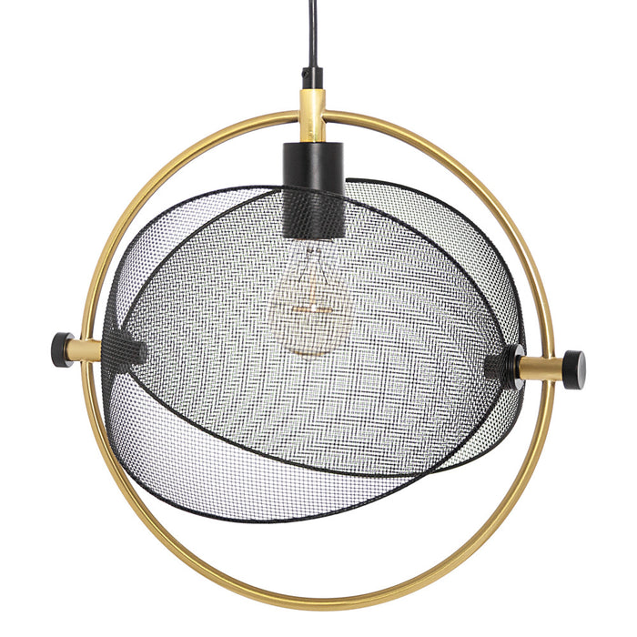 14.625"L Industrial Metal Pendant Light with Gold Accent