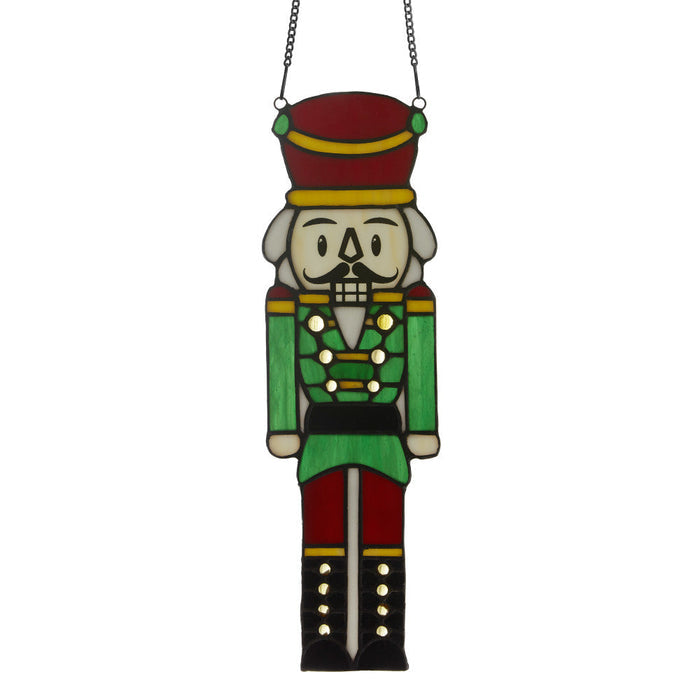 14"H Hans the Holiday Nutcracker Stained Glass Window Panel-Backlit