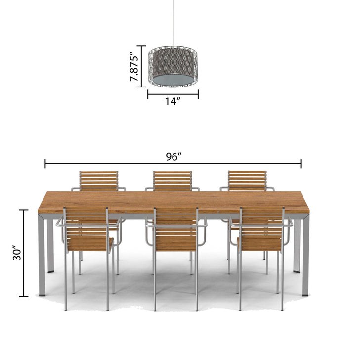 14"W Karla Silver Metal Pendant Light with Fabric Shade