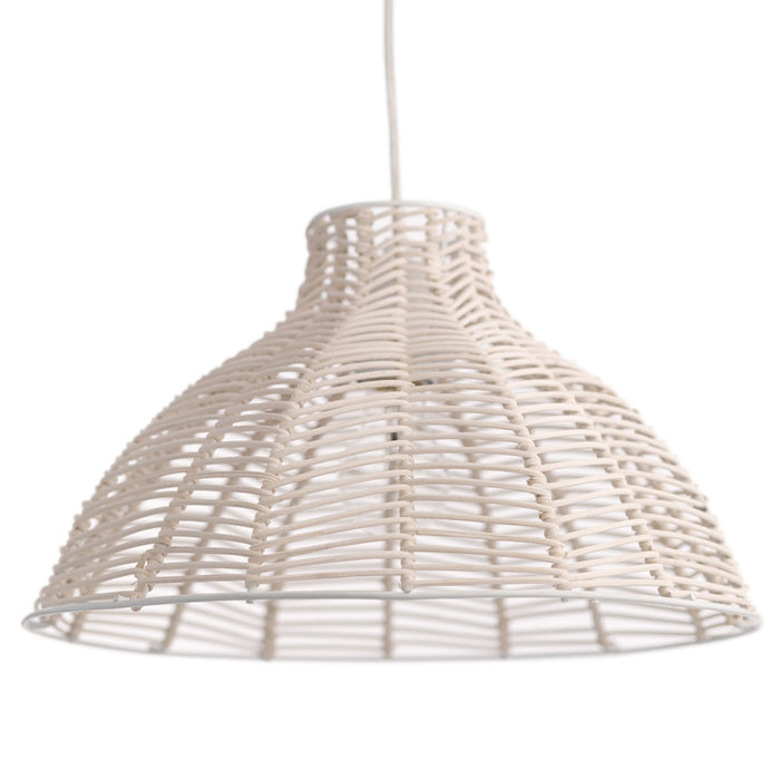15" 1-Light Elodie Pendant Light Natural Rattan White. Shade closeup_Off