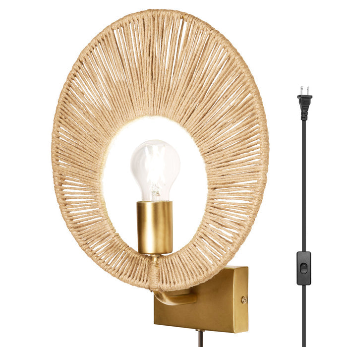 15" H Cass Modern Indoor Plug In Wall Sconce-On