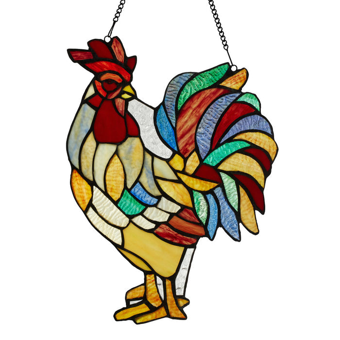 15.25"H Rusty the Rooster Stained Glass Window Panel-Backlit