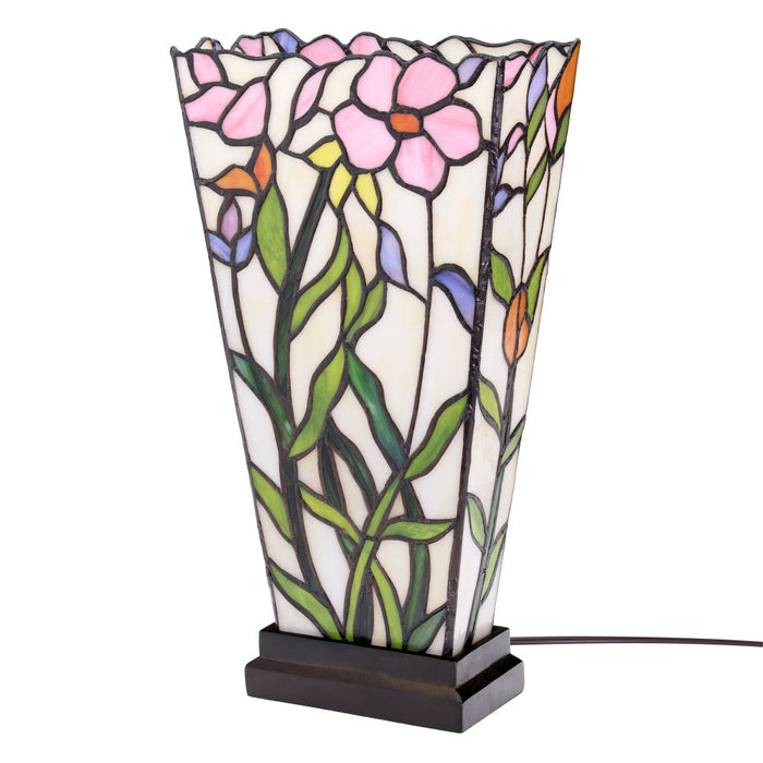 15.5" H Yara Multi Colored Stained Glass Vase-Shaped Table Lamp-Off