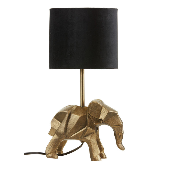 15.5'' H Black Drum Shade with Novelty Elephant Base Table Lamp-Off