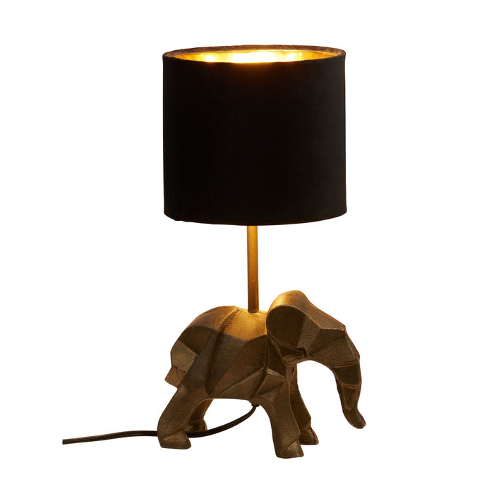 15.5'' H Black Drum Shade with Novelty Elephant Base Table Lamp-On
