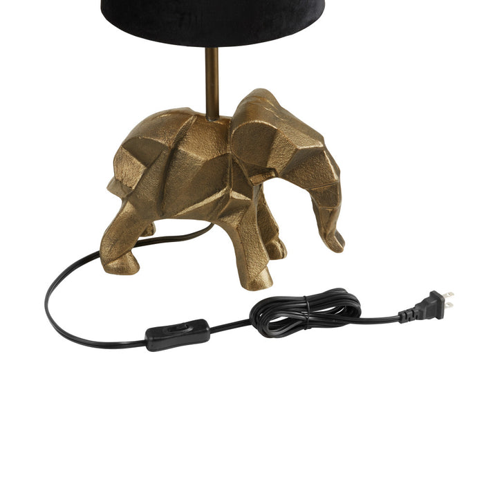 15.5"H Black Drum Shade with Novelty Elephant Base Table Lamp